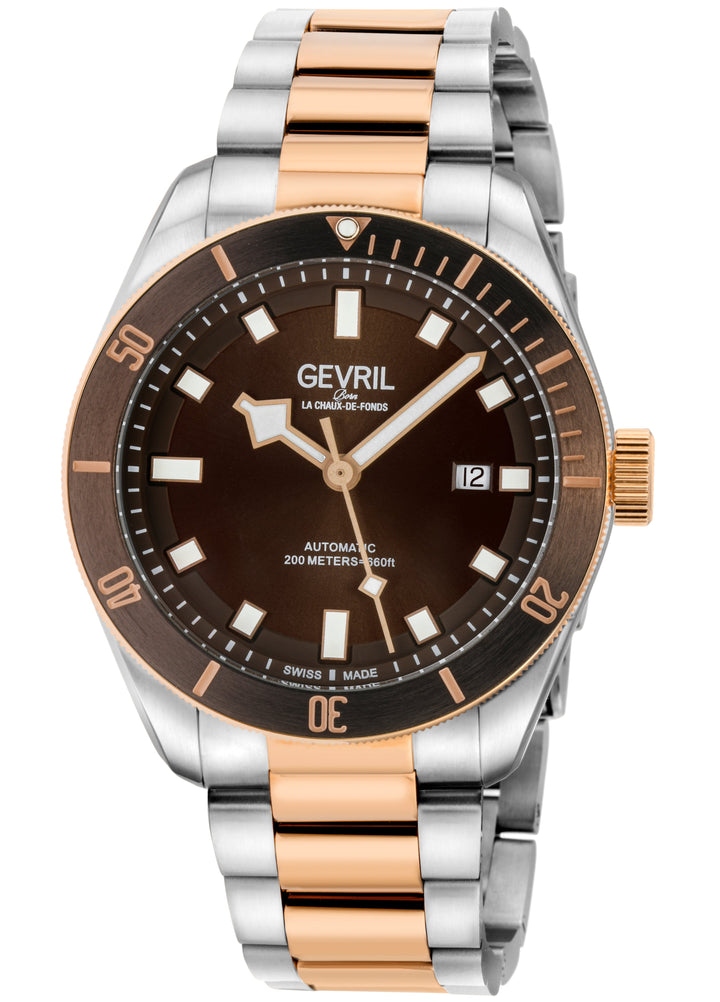 Yorkville Gevril Men's Yorkville Brown Dial Sellita SW200 Swiss Automatic Unidir