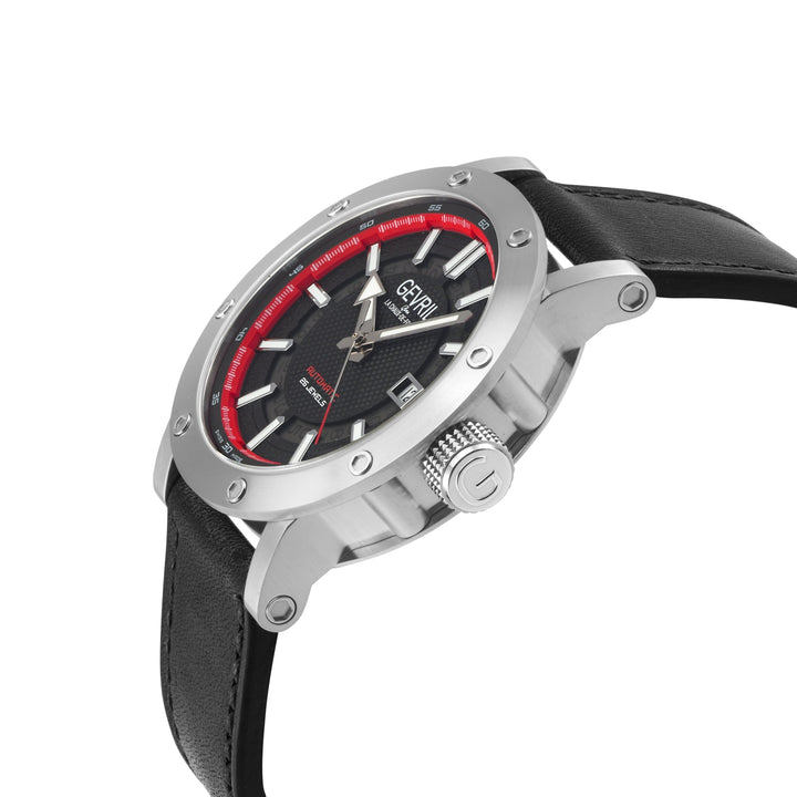 Flat Iron Swiss Made Automatic, 42mm Stainless Steel, Black Dial, Black Italian 