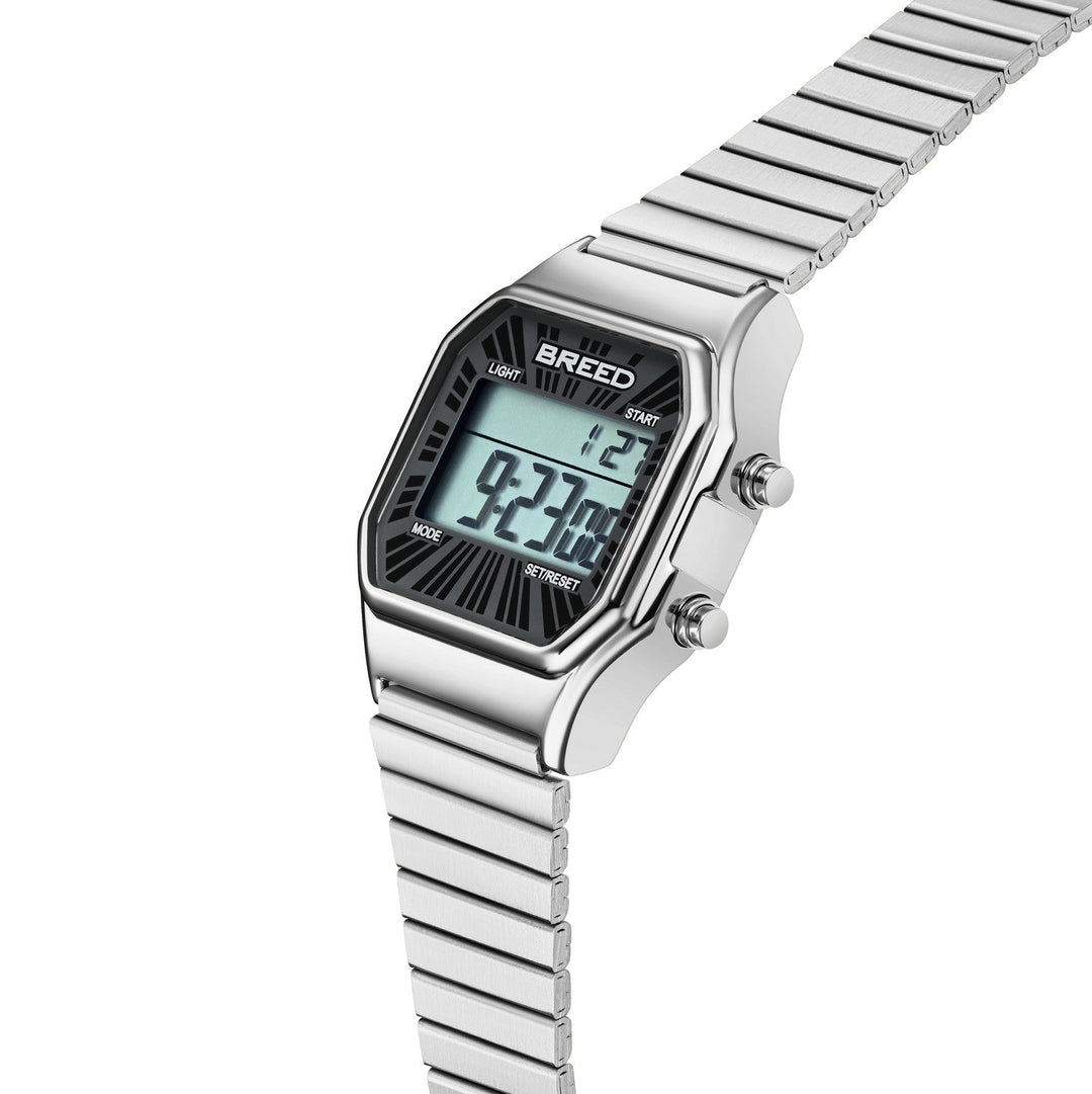 Terra Digital Watch w/ Backlight/Timer Silver Black Dial