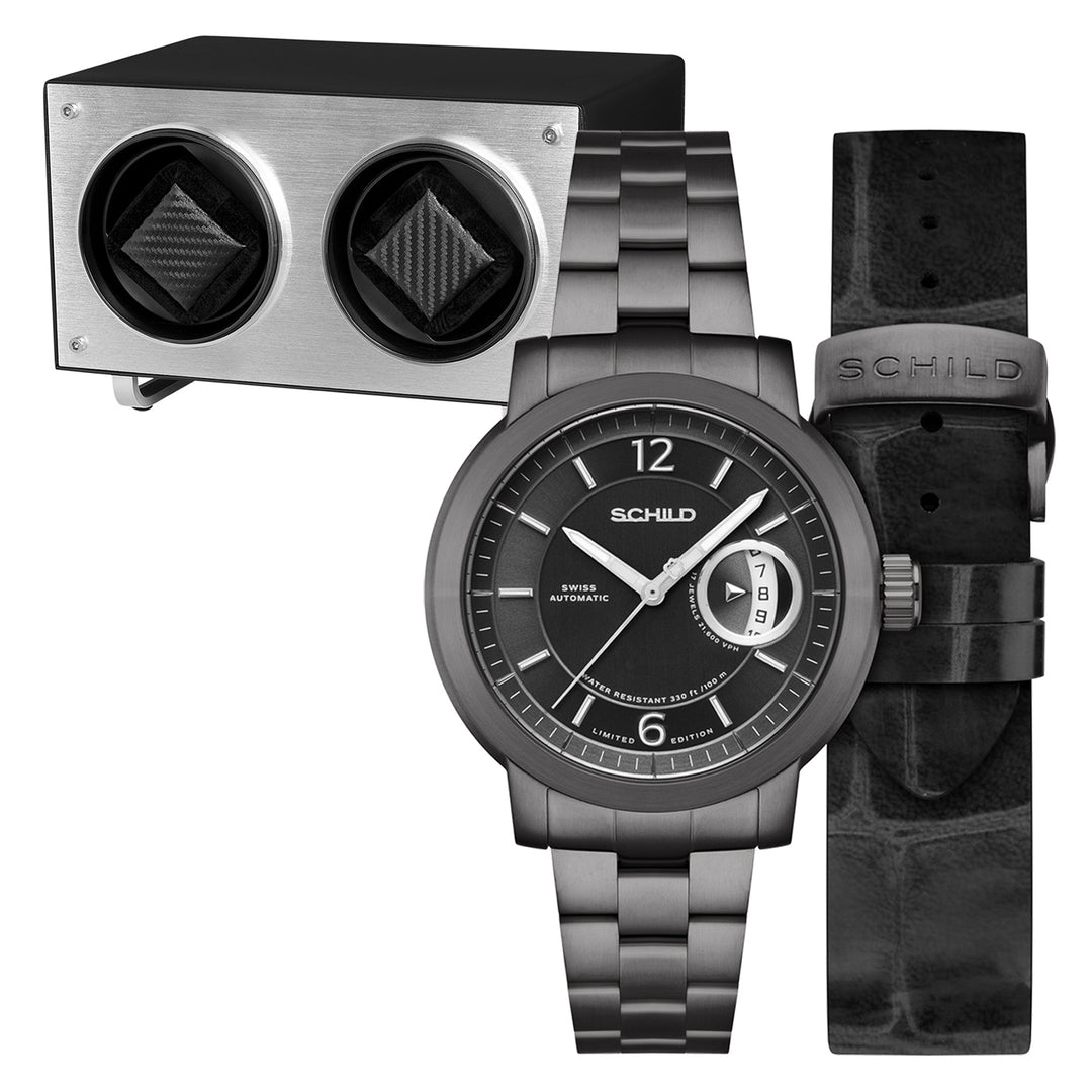Heinrich Minimal Swiss Automatic Limited Edition Watch Winder Set Grey / Stainle