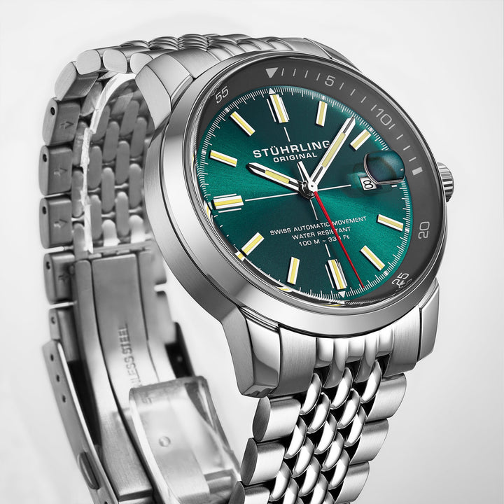 Trackmaster 1026 Automatic Men’s 42mm Sunray Teal Dial/Gray Inner Ring/Stainless
