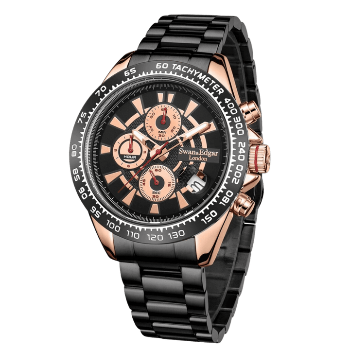 Speed Target Mechanical Quartz Black Target-Pattern Dial / Black Stainless Steel