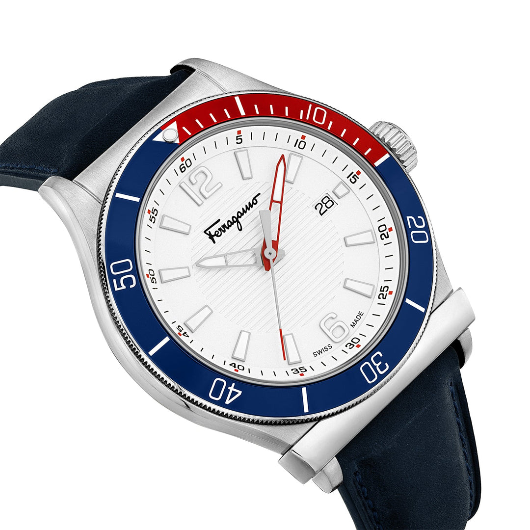 Ferragamo 1898 Sport 44mm / Silver / Blue | Silver Dial
