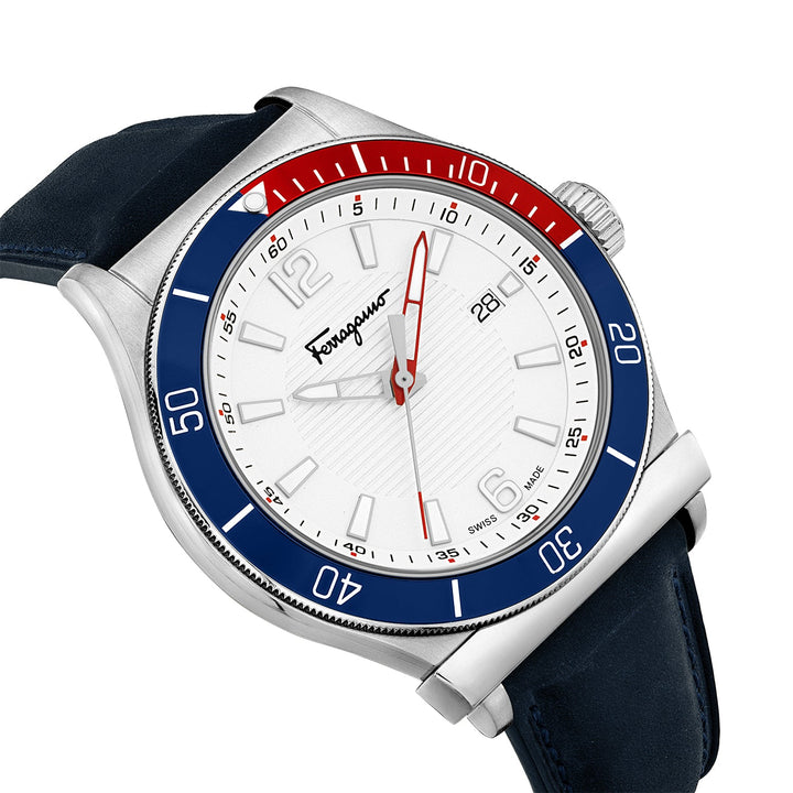 Ferragamo 1898 Sport 44mm / Silver / Blue | Silver Dial