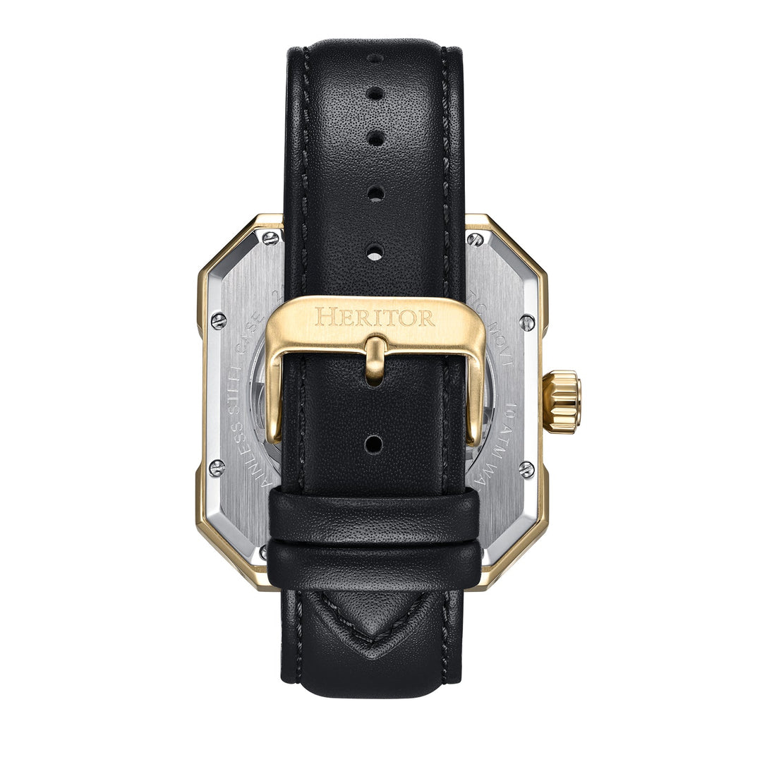 Campbell Leather-Band Skeleton Watch Gold | Gold Dial