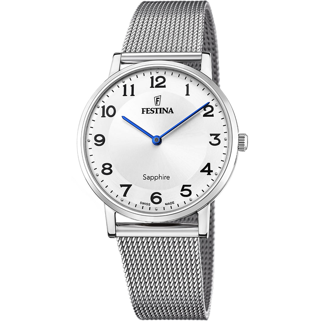 Swiss Made Silver / Stainless Steel Silver Dial