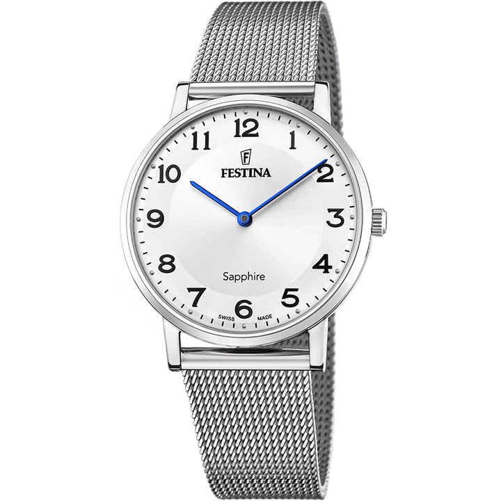 Swiss Made Silver / Stainless Steel Silver Dial