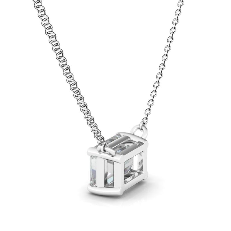 Solitaire Emerald Cut Diamond Necklace