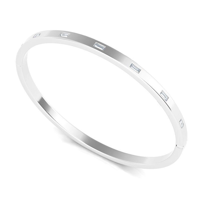 Sideways Baguette Diamond Distance Bangle