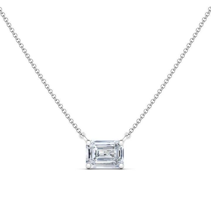 Solitaire Emerald Cut Diamond Necklace