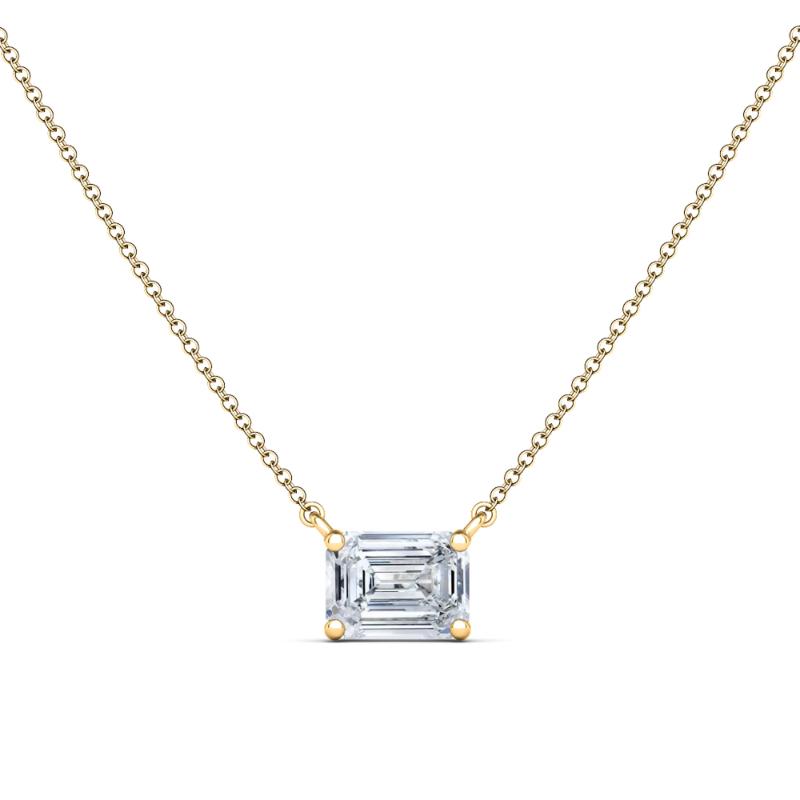 Solitaire Emerald Cut Diamond Necklace