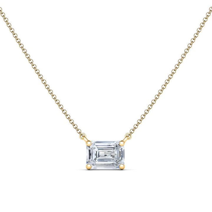 Solitaire Emerald Cut Diamond Necklace