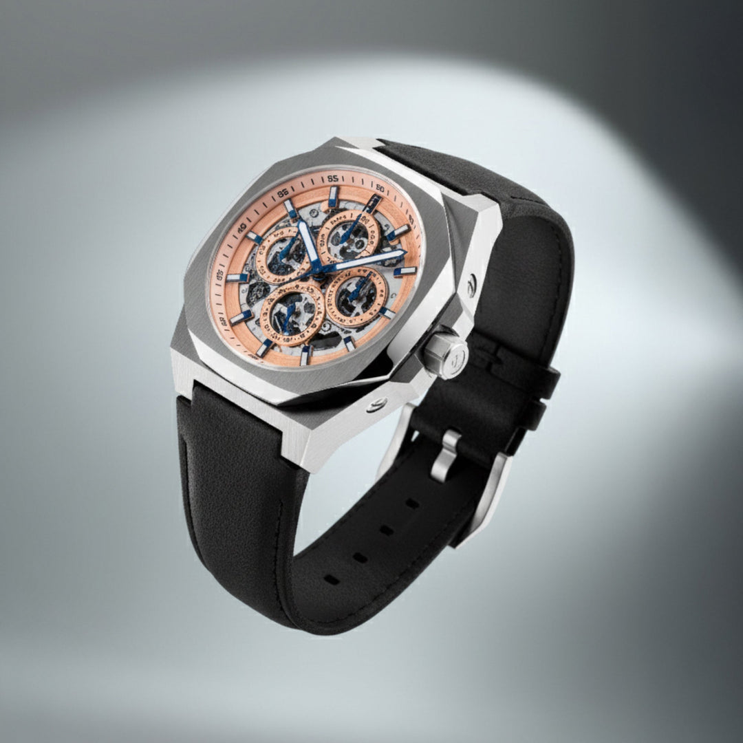 Discovery Drake Triple Calendar Skeleton Automatic Pink / Genuine Leather | Pink