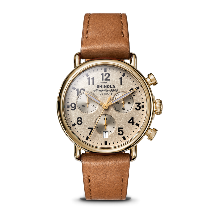 Runwell Chronograph Watch Cream Dial / Tan Leather Strap
