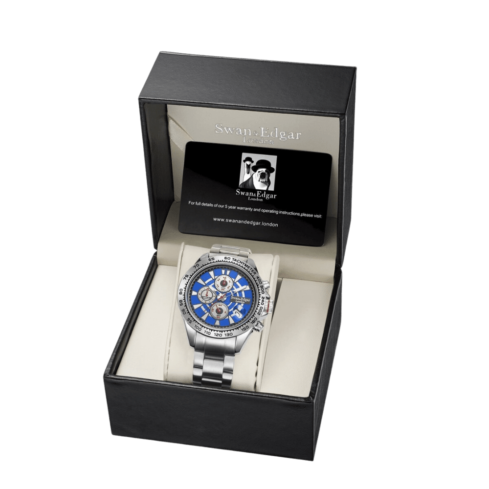 Speed Target Mechanical Quartz Blue Dial Stainless Steel Bracelet Silver Case Ch
