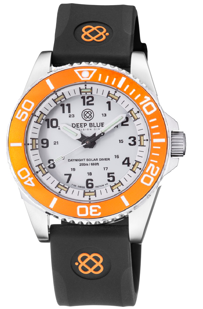 DAYNIGHT 43MM DIVER SOLAR  STAINLESS STEEL TRITIUM DAYNIGHT  ORANGE/WHITE BEZEL 