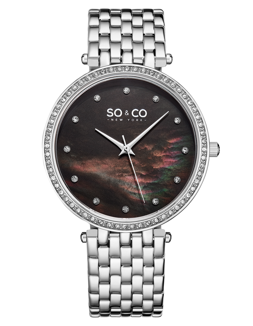 Madison 5334 Black Mother-of-pearl/ Silver Bracelet | Mother of Pearl Dial