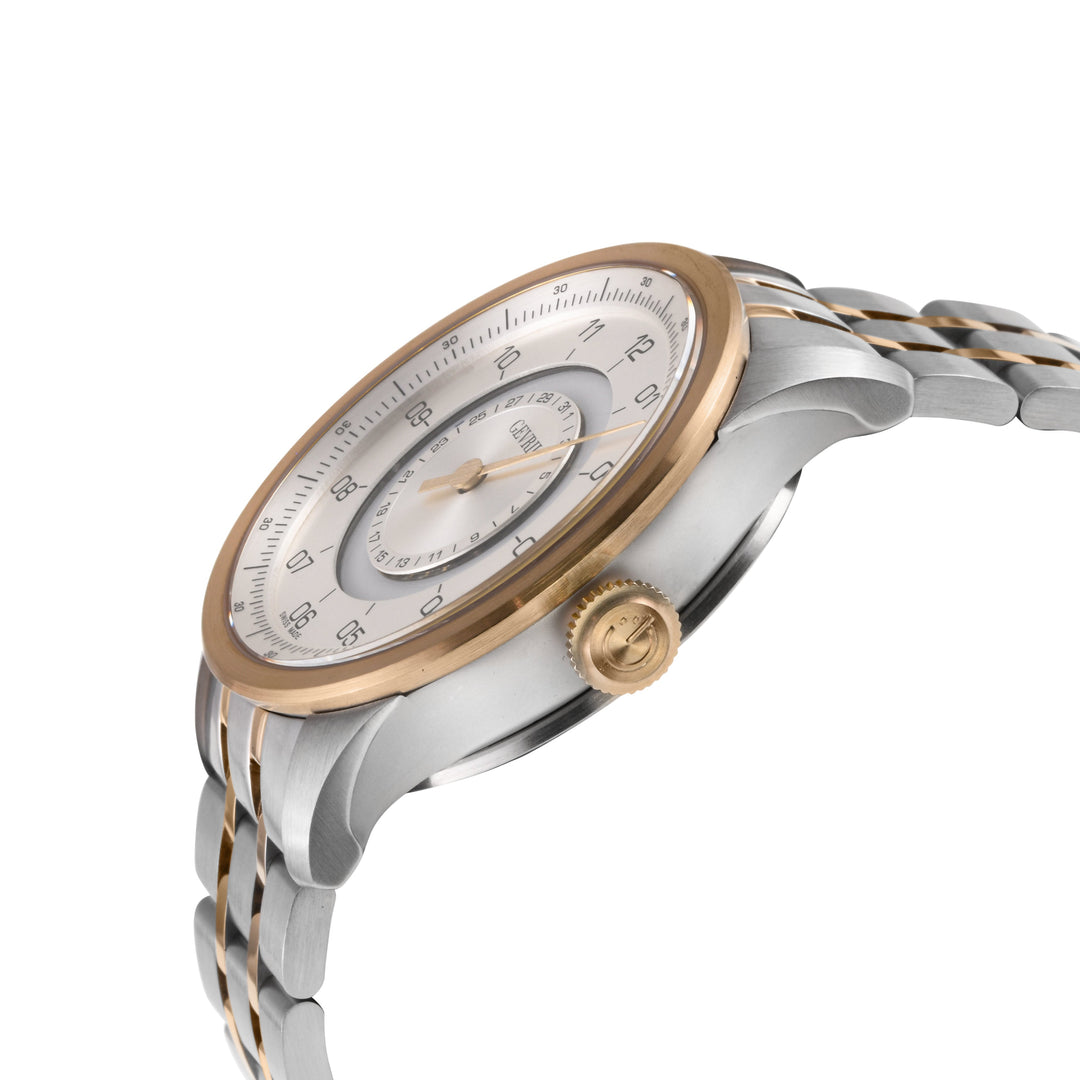 Jones Swiss automatic SW200 single handed watch Silver Two-tone | Silver Dial