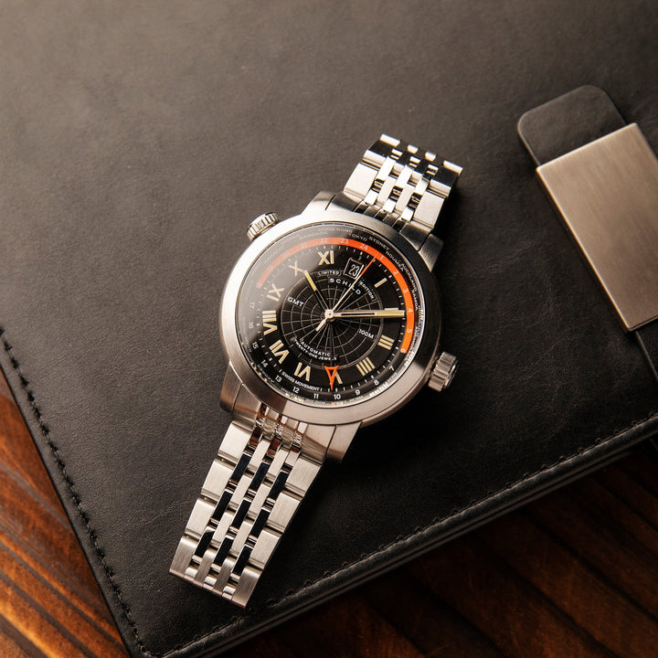 Heinrich Swiss GMT Limited Edition Black / Stainless Steel | Black Dial
