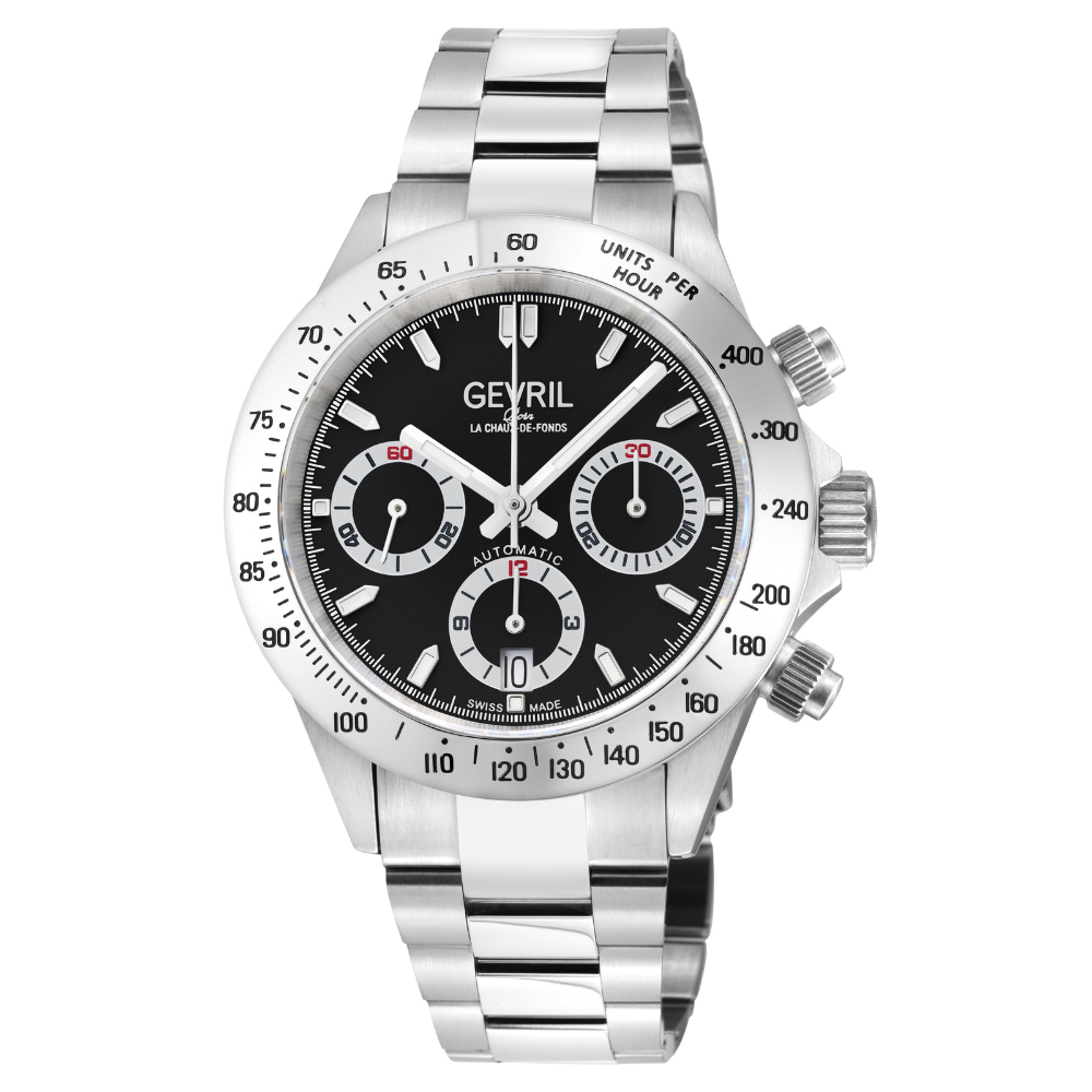 New Amsterdam Swiss made Automatic Chrono, ETA 7753, White Dial, Stainless steel