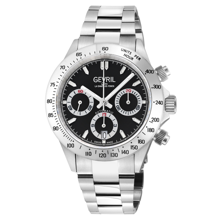 New Amsterdam Swiss made Automatic Chrono, ETA 7753, White Dial, Stainless steel