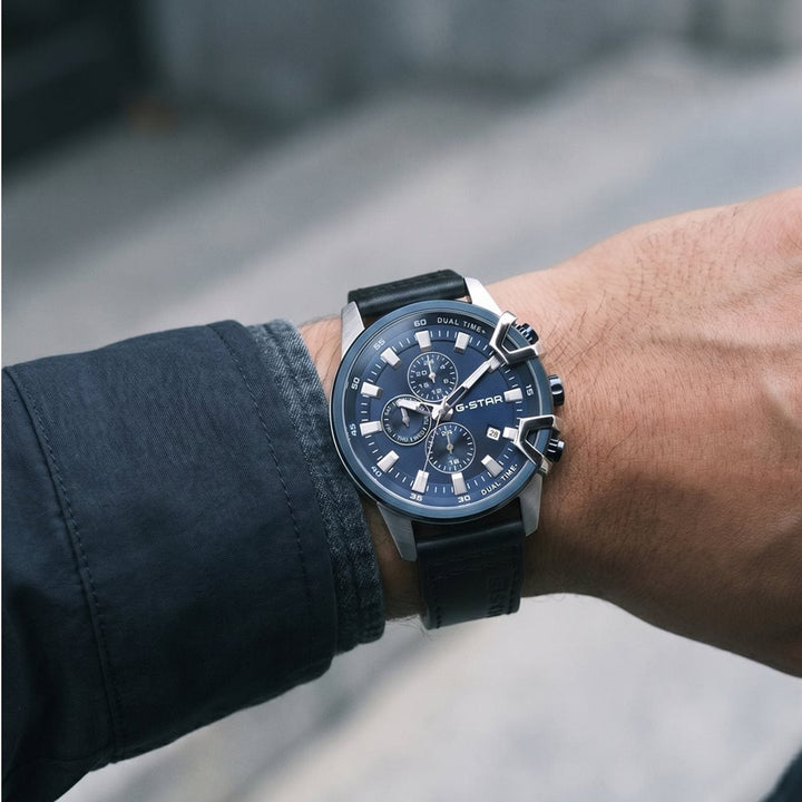 Bend3D Blue Dial / Black Leather Strap Blue Dial