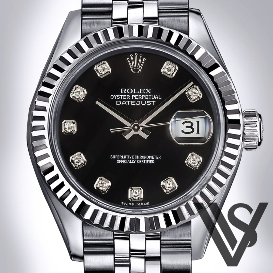 New Rolex - Datejust - 36mm Black Diamond Dial Stainless Steel Jubilee Bracelet