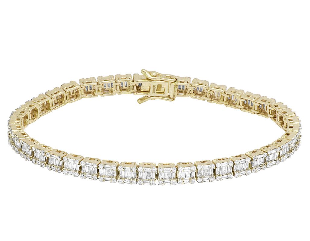 Square Baguette & Round Tennis Bracelet