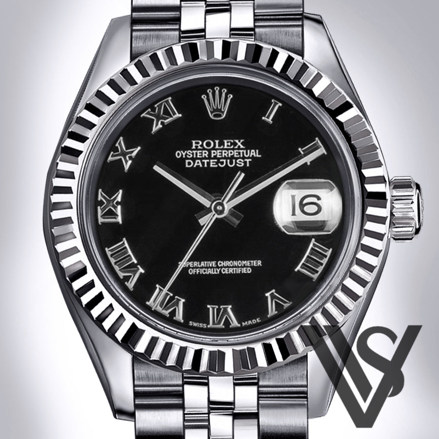 New Rolex - Datejust - 36mm Black Roman Numeral Dial Stainless Steel Jubilee Bracelet