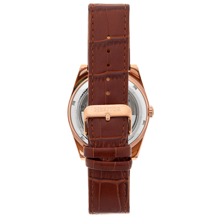 Daxton Semi Skeleton Brown/Rose Gold | White Dial