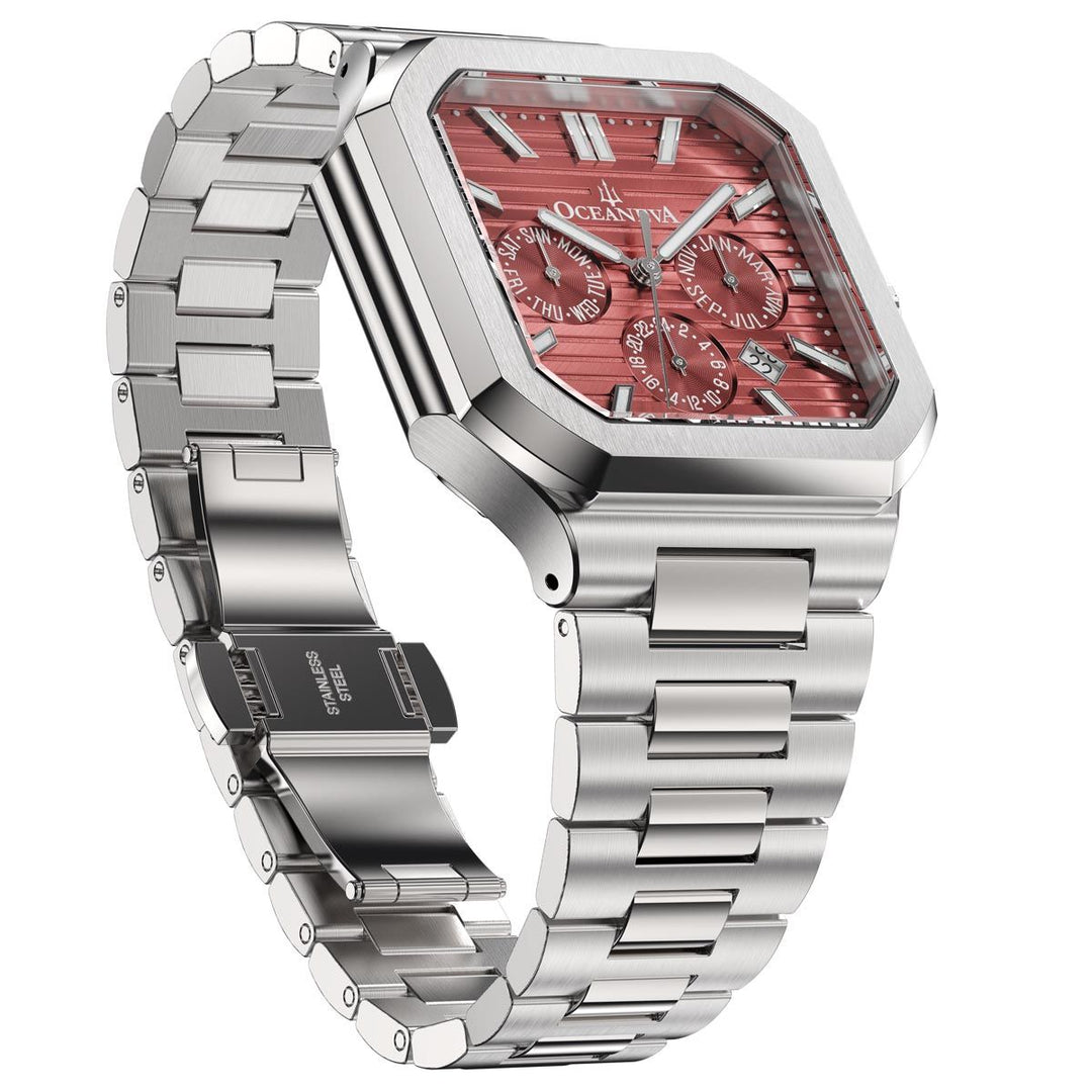 Tenuis Automatic Watch Silver Bezel | Burgundy Dial