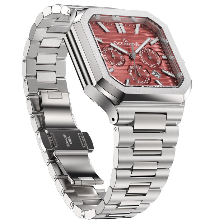 Tenuis Automatic Watch Silver Bezel | Burgundy Dial