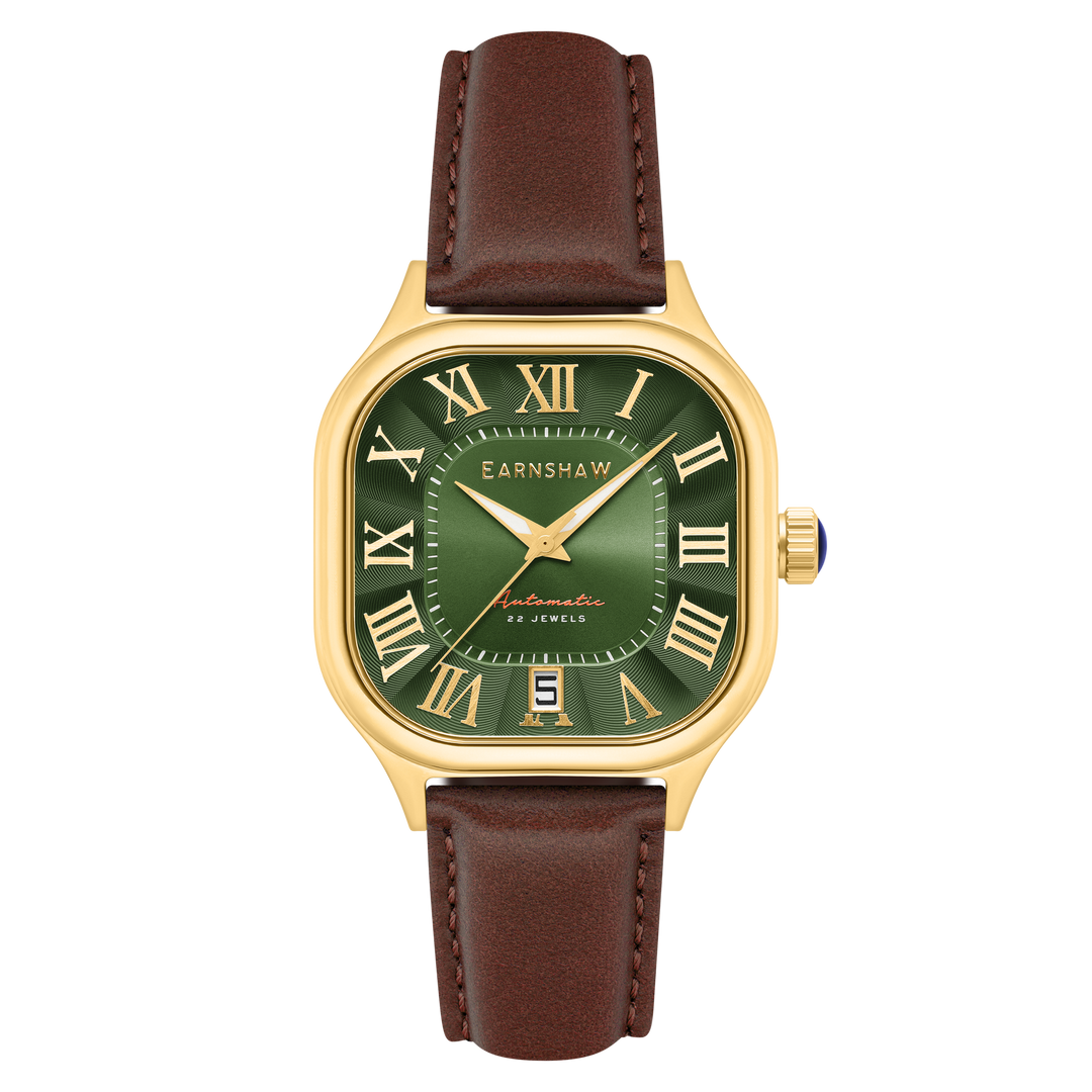 Coussin Automatic Green / Brown Genuine Leather | Green Dial
