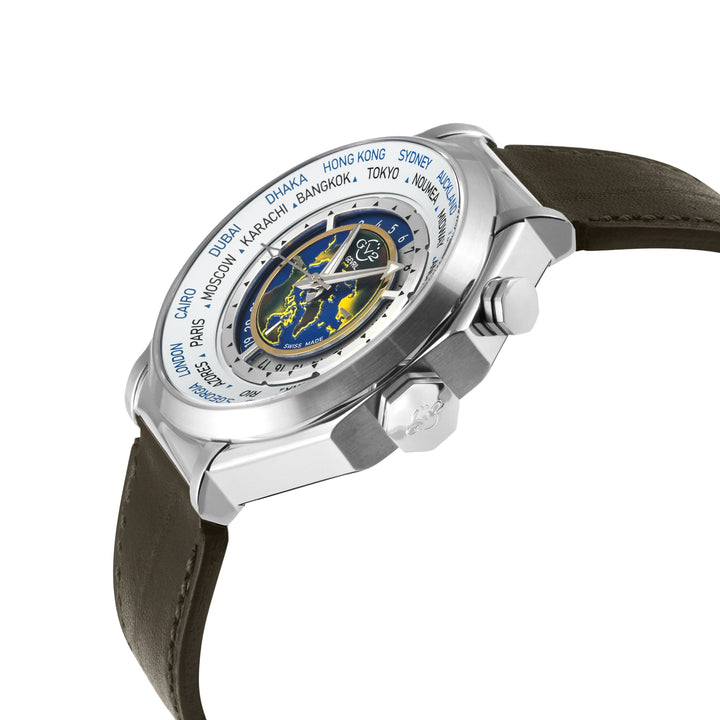 Marchese GV2 Men's Marchese IPYG Case, Silver Dial Watch, Brown Handmade  Italia