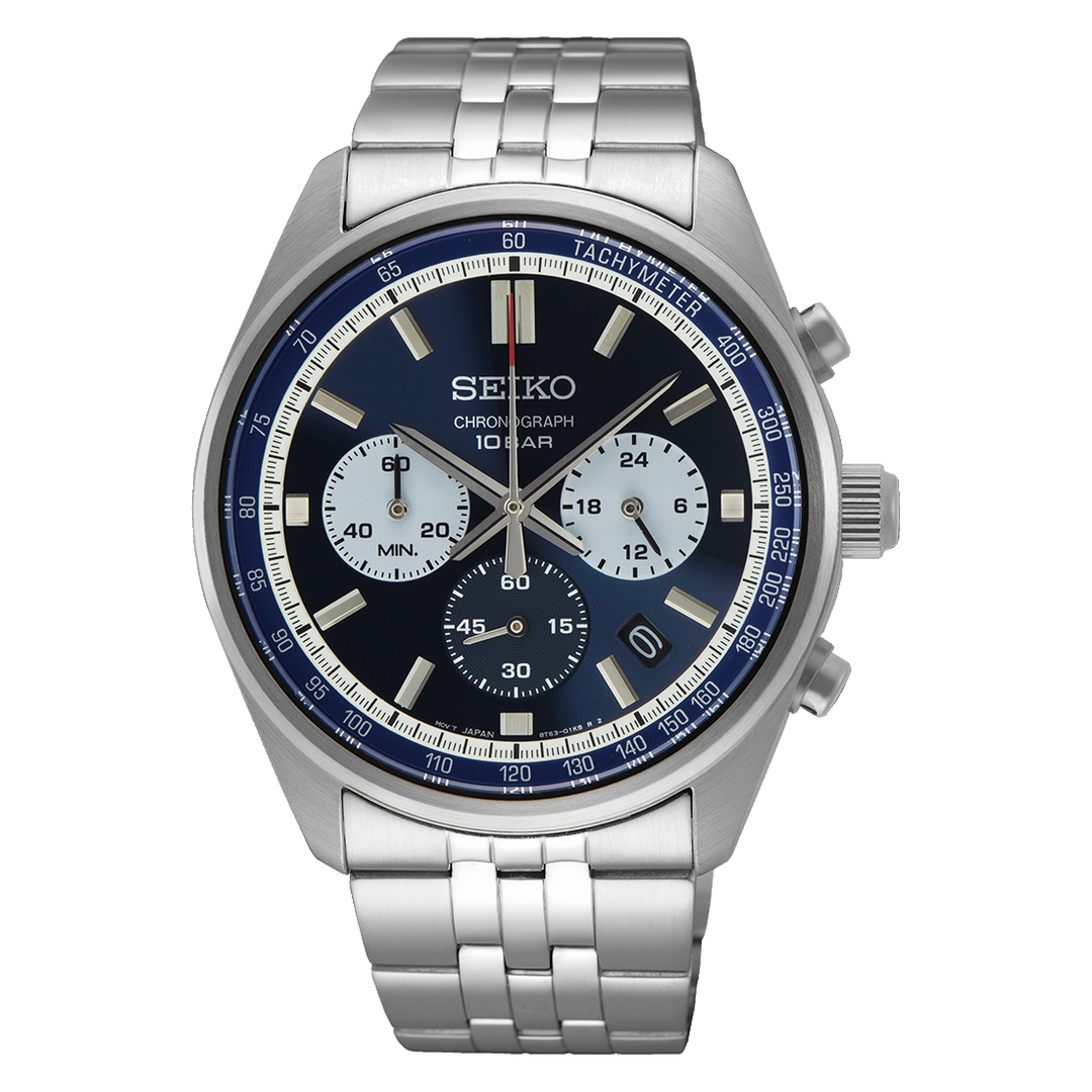 Discover More Blue Dial Stainless Steel Bracelet Chronograph 41.5mm Blue Dial