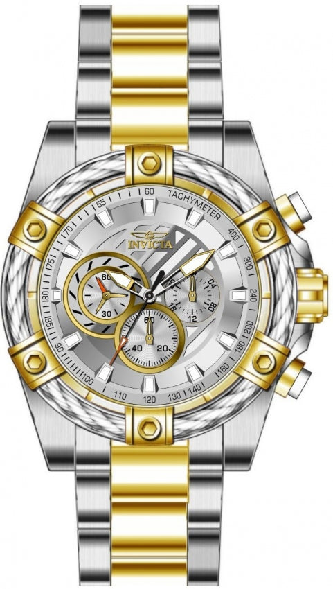 Bolt Men White Skeleton Dial / Two-Tone Stainless Steel Bracelet
