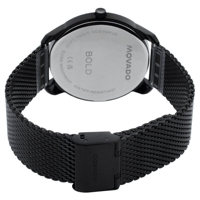 Bold Black Sunray Dial / Black Stainless Steel Mesh Bracelet Black Dial