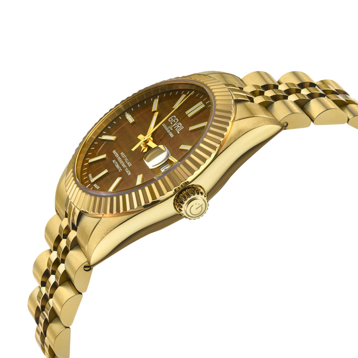 West Village Automatic Gevril Men's Automatic West Village Brown Tiger Eye Dial 