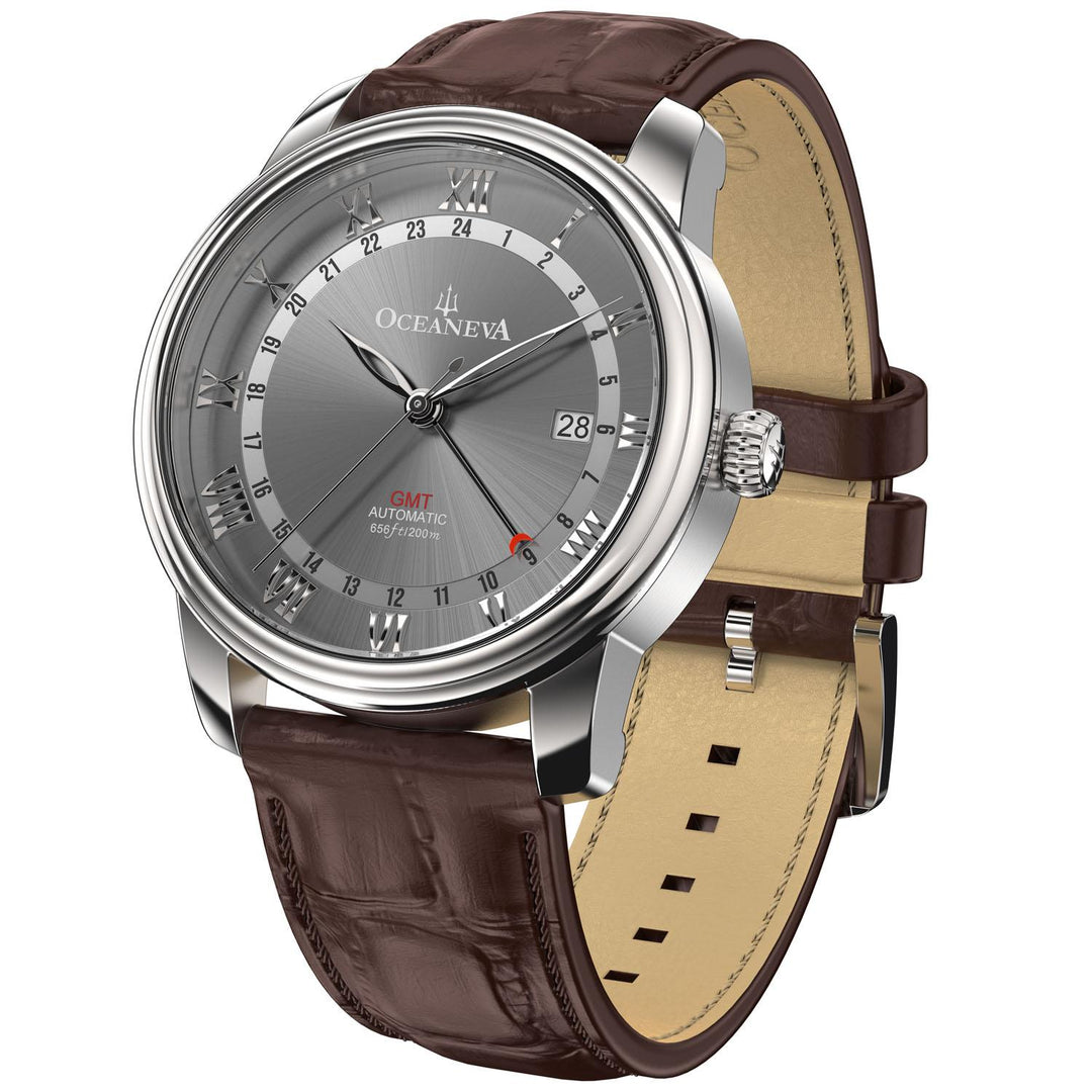 OceanTrek Automatic GMT 200m Gray/Brown Grey Dial