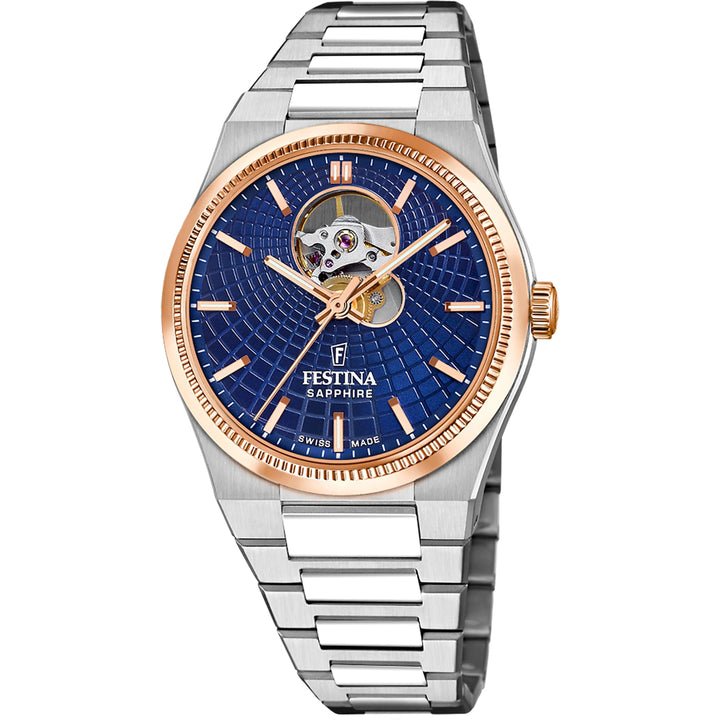 Riv Open Heart Blue / Stainless Steel | Blue Dial