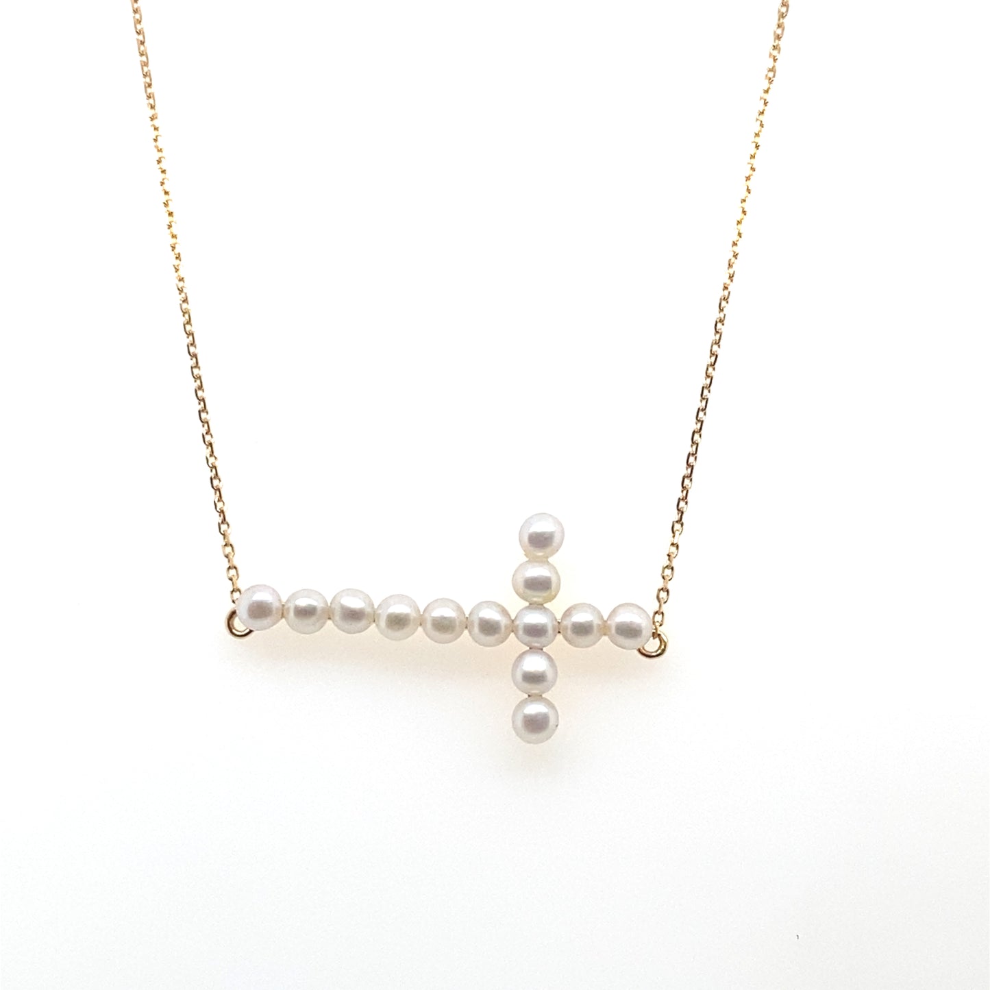 Pearl Horizontal Cross Necklace