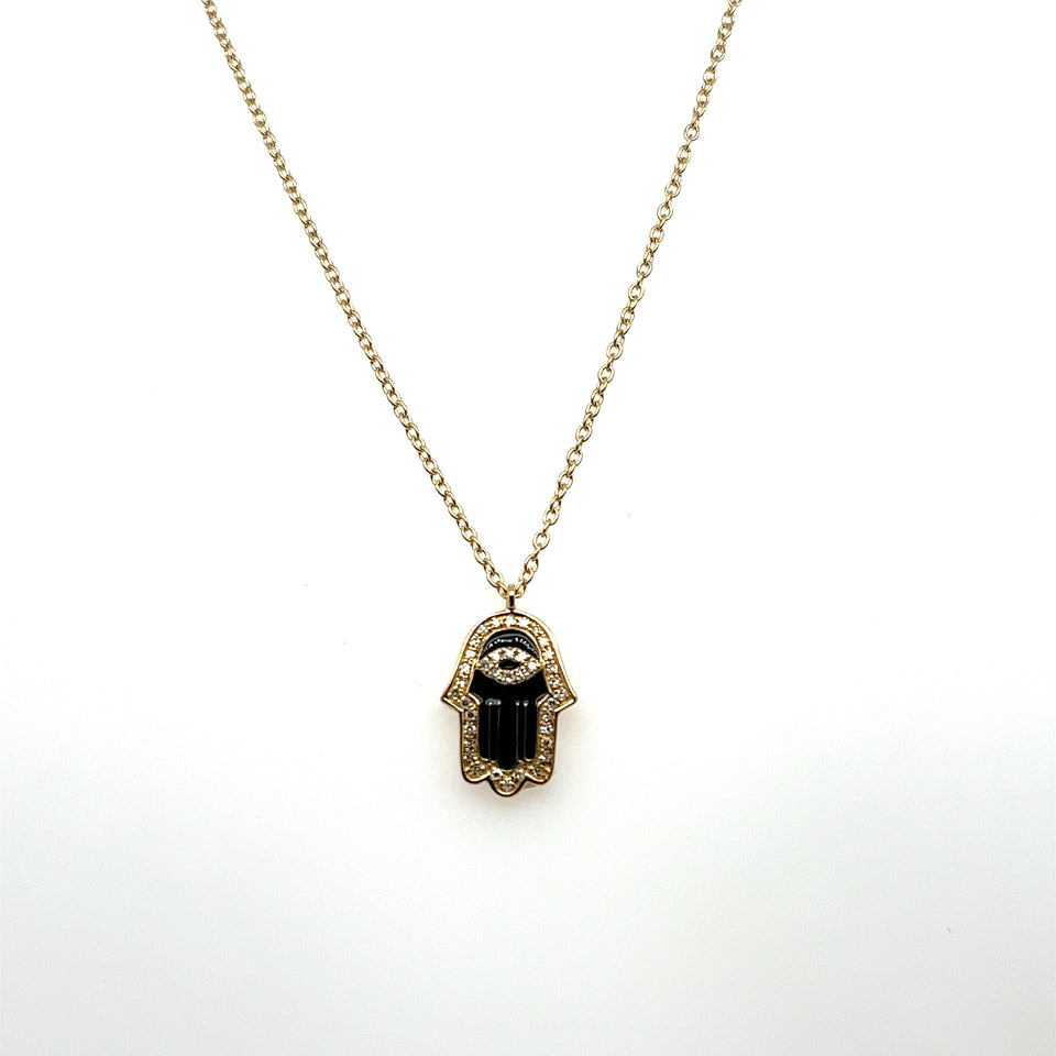 Black diamond hamsa necklace Clearance