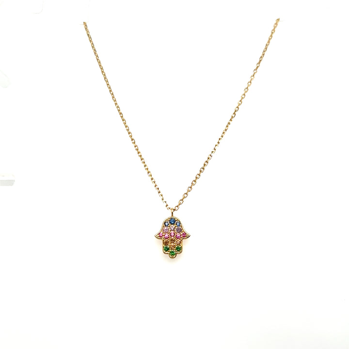 Rainbow Hamsa Necklace