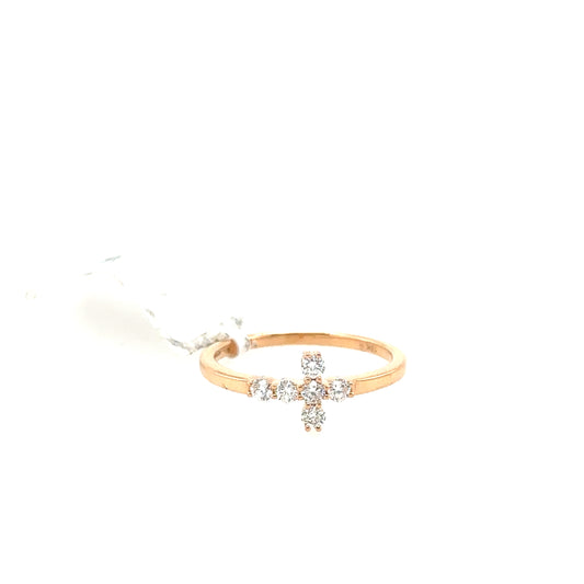 18K Yellow Gold Diamond Cross Ring