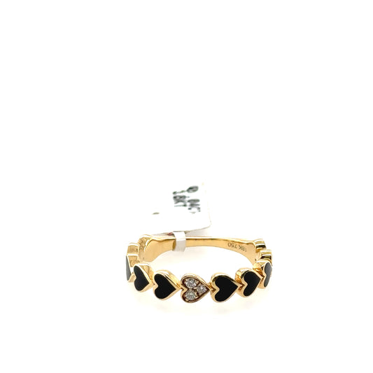 Heart Diamond & Black Enamel Ring