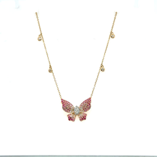 Pink Butterfly Necklace