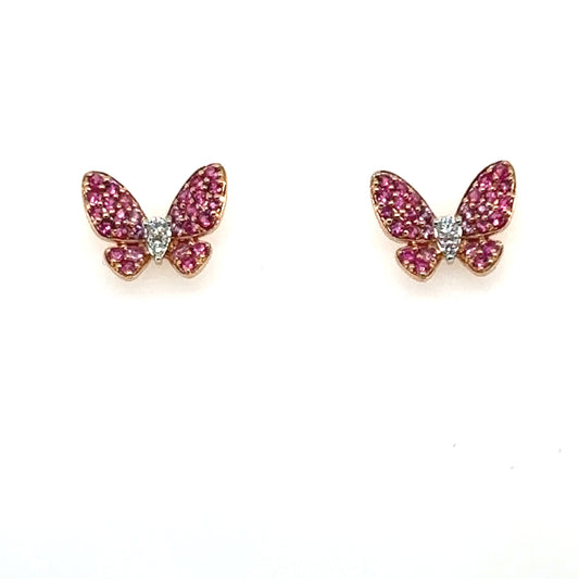 Pink Sapphire Butterfly Studs