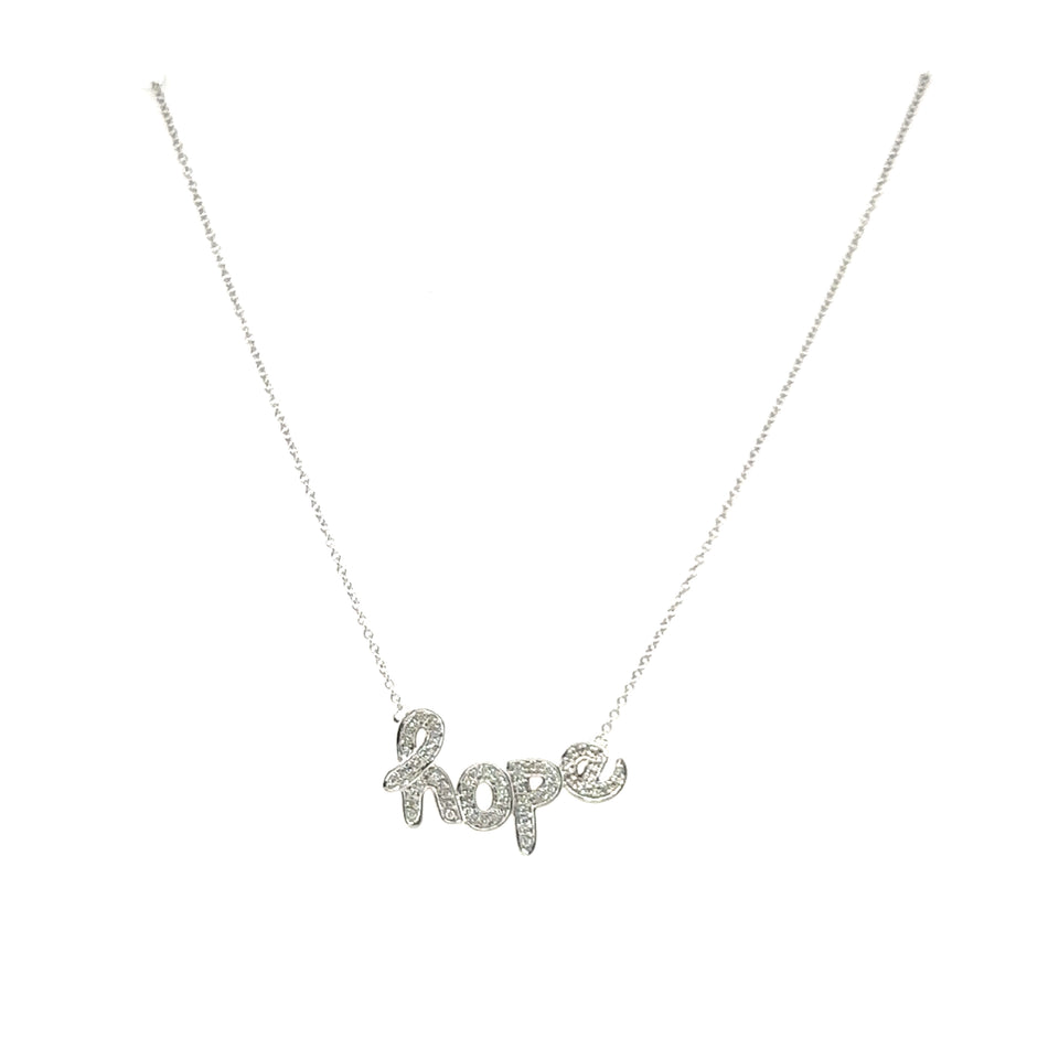 18K White Gold "Hope" Diamond Pendant Necklace