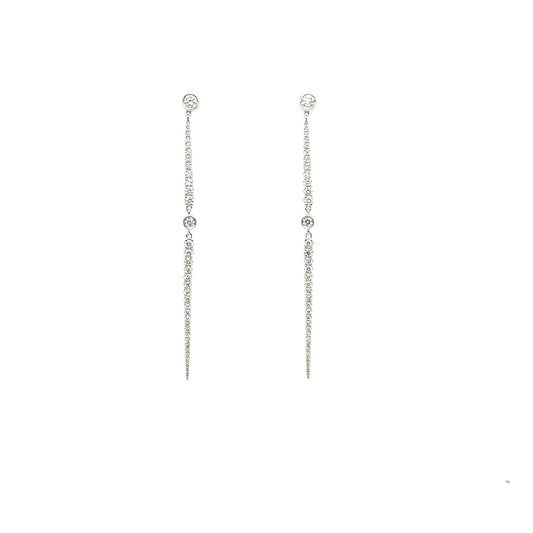 Round Bezel with Diamond Stick Earrings