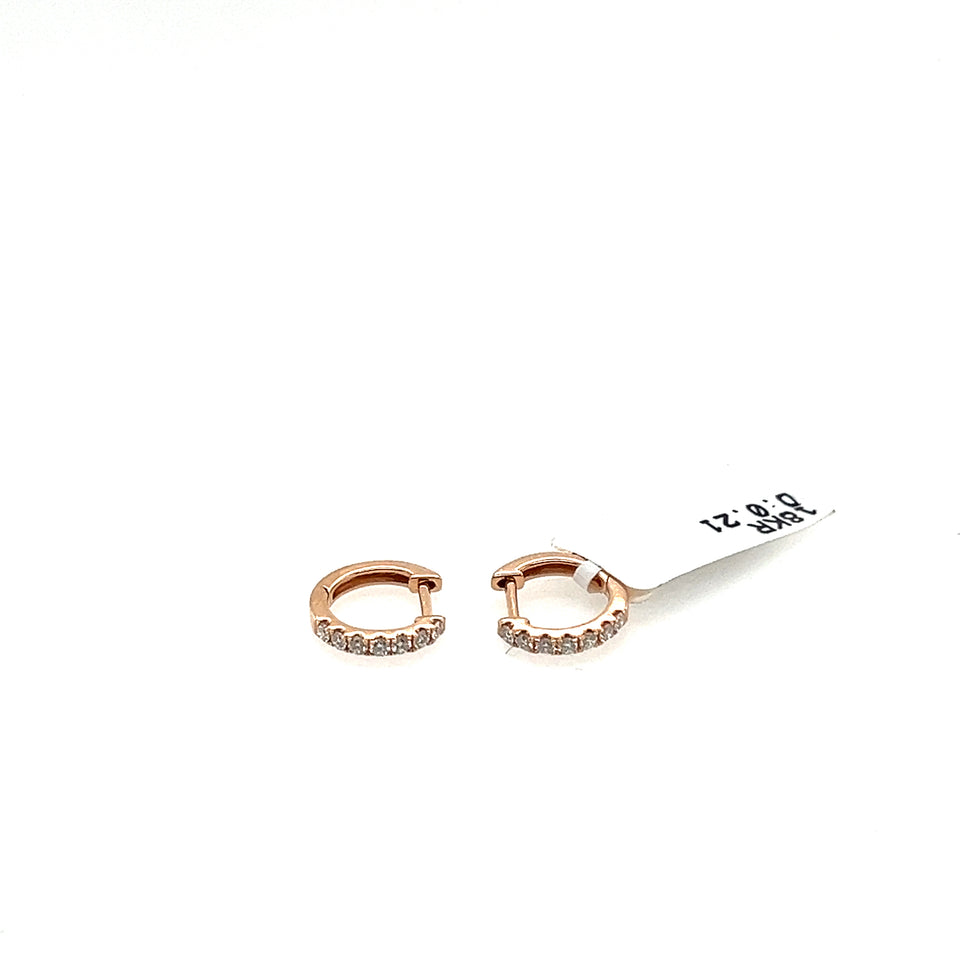 18K Rose Gold Natural Diamond Huggie Earrings